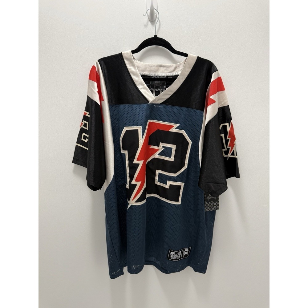 Rebel Insane Jersey Shirt Men 2XL Blue Mesh Football Style Oversized Streetwear